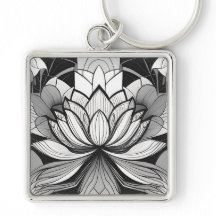 Art Deco Lotus Sleutelhanger