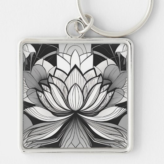 Art Deco Lotus Sleutelhanger (Voorkant)