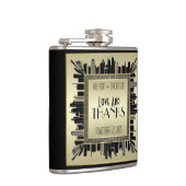 Art Deco Love and Bedankt Wedding Champagne Gold G Heupfles (Rechts)