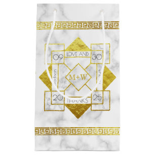 Art Deco Love and Bedankt Wedding Marble Gold Foil Klein Cadeauzakje