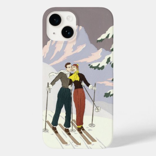  Art Deco Love en Romance Skiing Passen getrouwd Case-Mate iPhone Case (Achterkant)