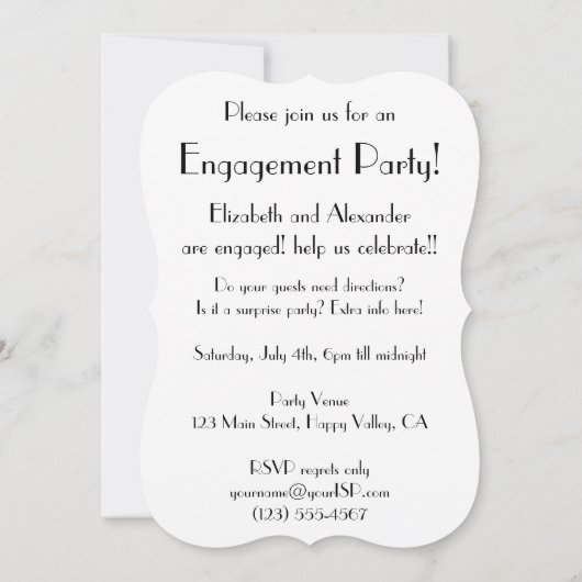 Art Deco Love, Fireworks Engagement Party Kaart (Achterkant)