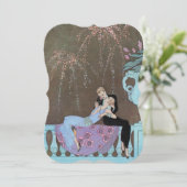 Art Deco Love, Fireworks Engagement Party Kaart (Staand voorkant)