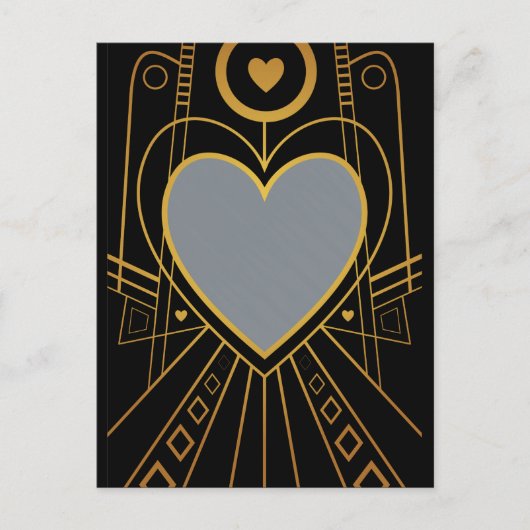 Art Deco Love Heart Border Briefkaart (Voorkant)