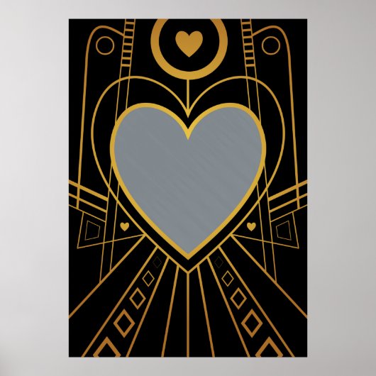 Art Deco Love Heart Border Poster (Voorkant)