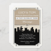 Art Deco 'Love in the City' Wedding Kaart (Voorkant / Achterkant)