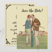 Art Deco Love Romance Tennis Save the Date Kaart (Voorkant / Achterkant)