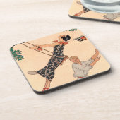  Art Deco Love, The Swing by George Barbier Drankjes Onderzetter (Linkerzijde)
