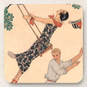  Art Deco Love, The Swing by George Barbier Drankjes Onderzetter (Voorkant)