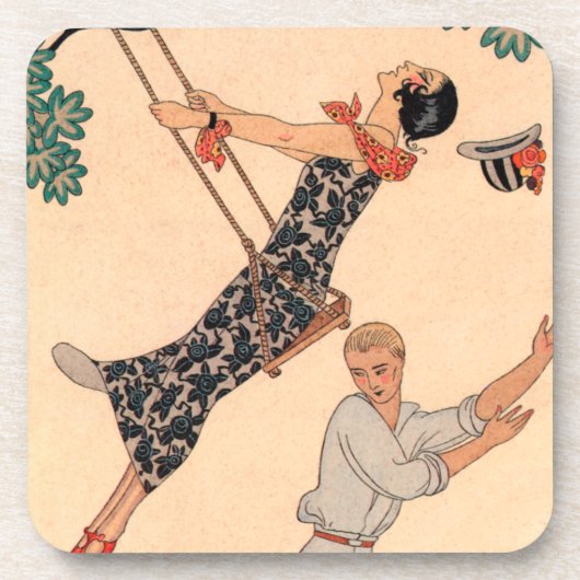  Art Deco Love, The Swing by George Barbier Drankjes Onderzetter (Voorkant)