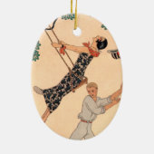  Art Deco Love, The Swing by George Barbier Keramisch Ornament (Achterkant)