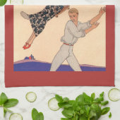  Art Deco Love, The Swing by George Barbier Theedoek (Gevouwen)