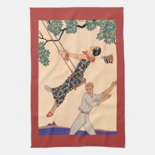 Art Deco Love, The Swing by George Barbier Theedoek