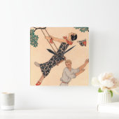  Art Deco Love, The Swing by George Barbier Vierkante Klok (Huis)