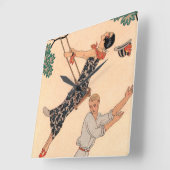  Art Deco Love, The Swing by George Barbier Vierkante Klok (Hoek)
