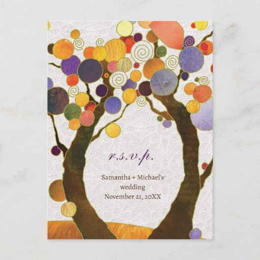 Art Deco Love Trees Wedding Menu Choice RSVP (Voorkant)
