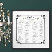 Art Deco Love Vogel Oud Geld Custom Kleur Trouwen Poster