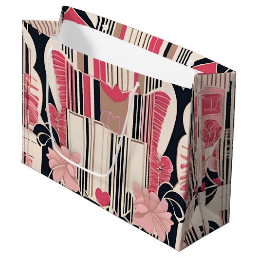 Art Deco Love Wrapping Paper Groot Cadeauzakje (Voorkant Gekanteld)