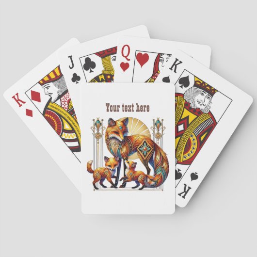 Art Deco lovers customizable fox Pokerkaarten (Achterkant)