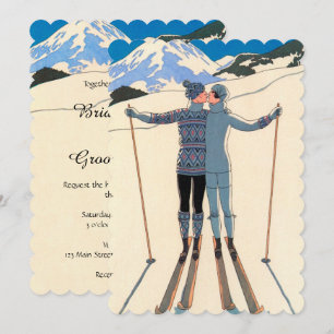  Art Deco, Lovers in de sneeuwweddenschap Kaart