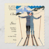 Art Deco, Lovers in de sneeuwweddenschap Kaart (Voorkant / Achterkant)