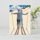 Art Deco, Lovers in de sneeuwweddenschap Kaart (Staand voorkant)