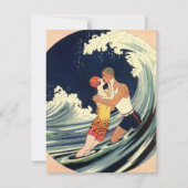  Art Deco Lovers Kiss in The Waves bij Beach (Voorkant)