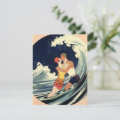  Art Deco Lovers Kiss in The Waves bij Beach (Staand voorkant)