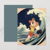  Art Deco Lovers Kiss in The Waves bij Beach (Voorkant / Achterkant)