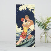Art Deco Lovers Kiss in The Waves bij Beach (Staand voorkant)