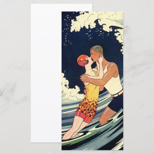  Art Deco Lovers Kiss in The Waves bij Beach (Voorkant / Achterkant)