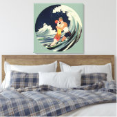  Art Deco Lovers Kiss in The Waves bij Beach Canvas Afdruk (Insitu (Slaapkamer))