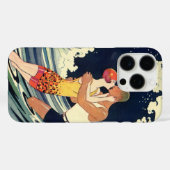  Art Deco Lovers Kiss in The Waves bij Beach Case-Mate iPhone Case (Achterkant (horizontaal))