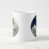 Art Deco Lovers Kiss in The Waves bij Beach Grote Koffiekop (Voorkant)