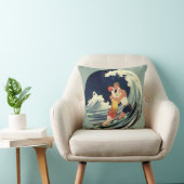  Art Deco Lovers Kiss in The Waves bij Beach Kussen (Stoel)