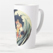 Art Deco Lovers Kiss in The Waves bij Beach Latte Mok (Rechterhoek)