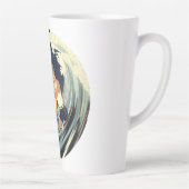 Art Deco Lovers Kiss in The Waves bij Beach Latte Mok (Rechts)