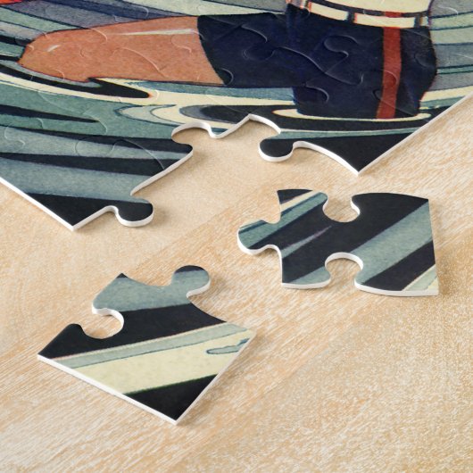  Art Deco Lovers Kiss in The Waves bij Beach Legpuzzel (Zijkant)