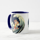  Art Deco Lovers Kiss in The Waves bij Beach Mok (Voorkant links)