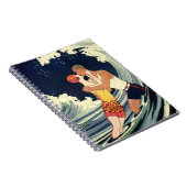  Art Deco Lovers Kiss in The Waves bij Beach Notitieboek (Rechterzijde)