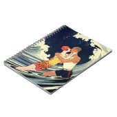  Art Deco Lovers Kiss in The Waves bij Beach Notitieboek (Linkerzijde)