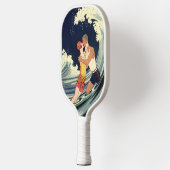  Art Deco Lovers Kiss in The Waves bij Beach Pickleball Paddle (Links)