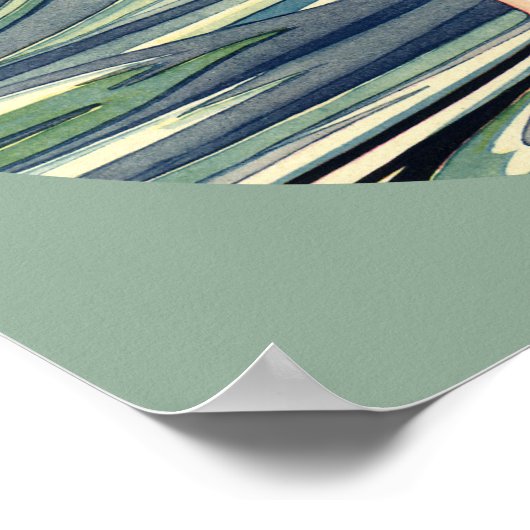  Art Deco Lovers Kiss in The Waves bij Beach Poster (Hoek)