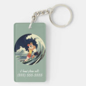  Art Deco Lovers Kiss in The Waves bij Beach Sleutelhanger (achterkant)