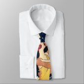  Art Deco Lovers Kiss in The Waves bij Beach Stropdas (Gebonden)