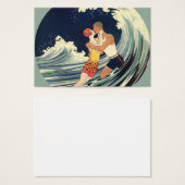  Art Deco Lovers Kiss in The Waves bij Beach Visitekaartje (Voorkant /achterkant)