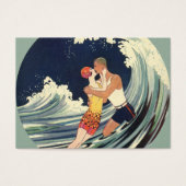  Art Deco Lovers Kiss in The Waves bij Beach Visitekaartje (Voorkant)