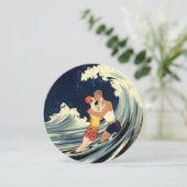  Art Deco, Lovers Kiss op Beach Wedding Kaart (Staand voorkant)