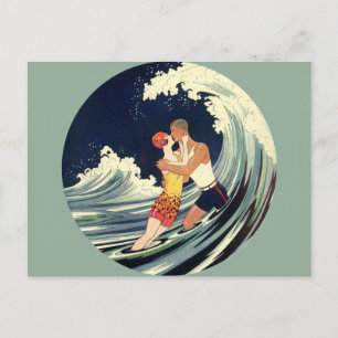 Art Deco Lovers Kiss Wedding Save the Date Aankondigingskaart