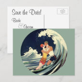  Art Deco Lovers Kiss Wedding Save the Date Aankondigingskaart (Voorkant / Achterkant)